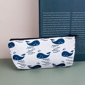 Blue Whale Pencil/Glasses Case Makeup Bag NWT